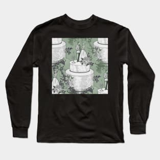 Wedding Cake Toile: Green Long Sleeve T-Shirt